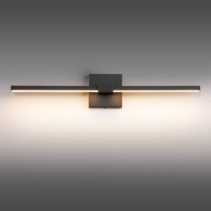 1-Light 23.6" Modern Linear Black Bathroom Vanity Light Integrated LED Color-Changing Lighting Fixtures Over Mirror