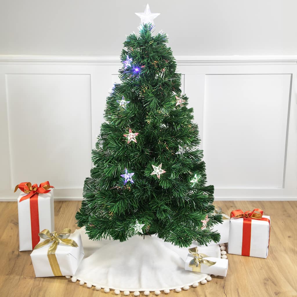 4' LED Fiber Optic Artificial Christmas Tree Stars Multi Color Lights - 4 Foot