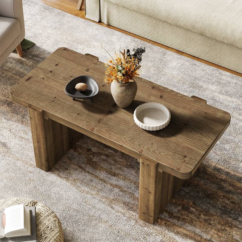 Solid Wood Farmhouse Coffee Table for Living Room