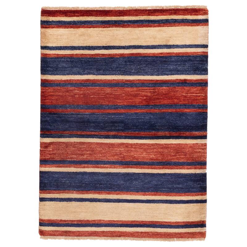ECARPETGALLERY Hand-knotted Peshawar Ziegler Navy, Red Wool Rug - 4'3 x 5'10