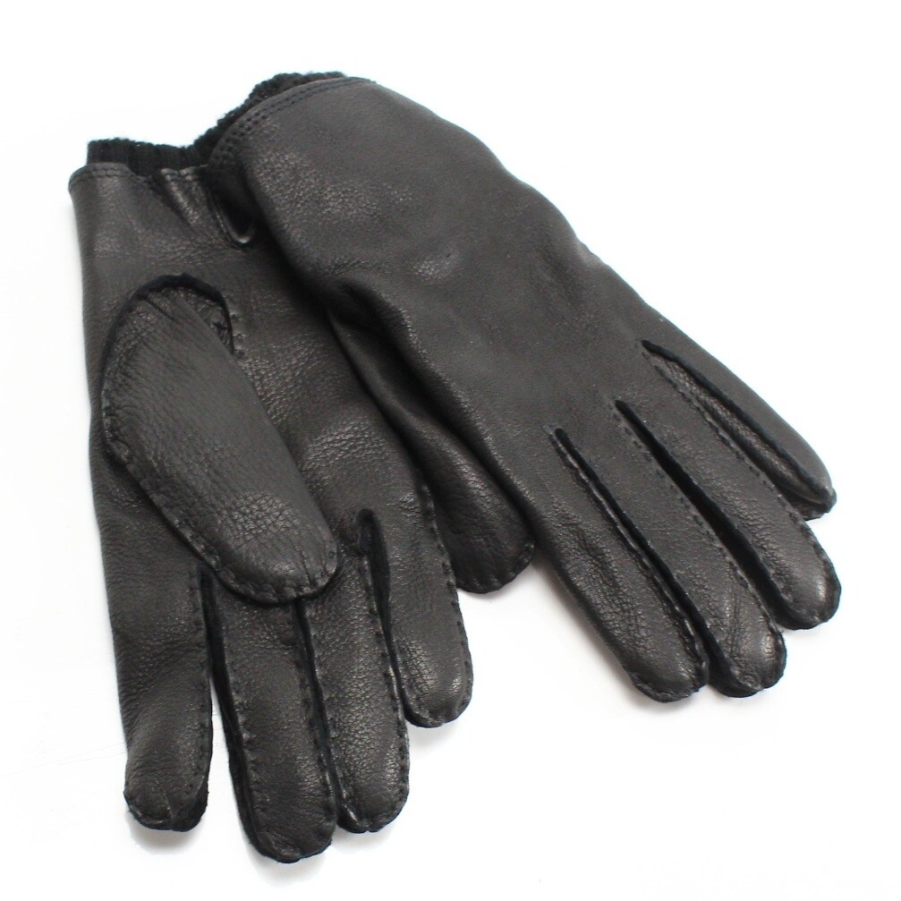 Shop Hestra New Black Deerskin Leather Wool Blend Mens Size 8