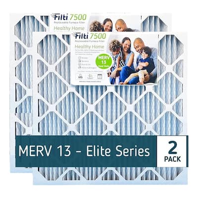 Filti 7500 Pleated Home HVAC Furnace 20 x 25 x 4 MERV 13 Air Filter (2 Pack) - 20x25x4