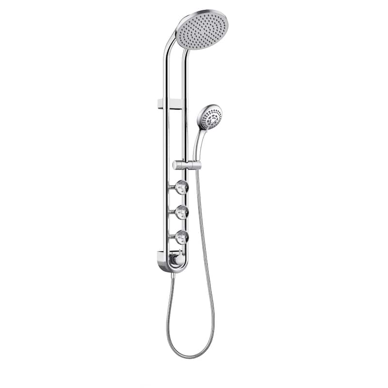 Saturn 8-in Rain Showerhead Shower System with 3-Body Jets and Multi-function Handshower Chrome