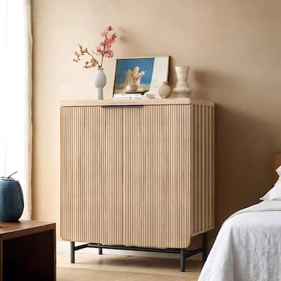 Sideboard Buffet Cabinet with Adjustable Shelves and Fluted Doors