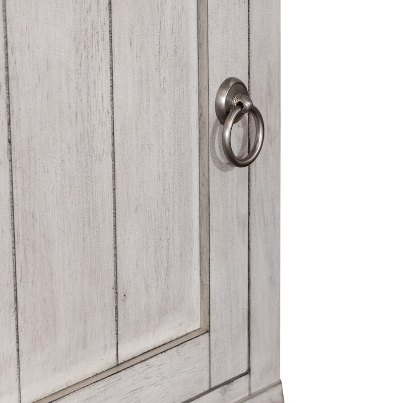 Ocean Isle Antique White Entertainment Center with Piers