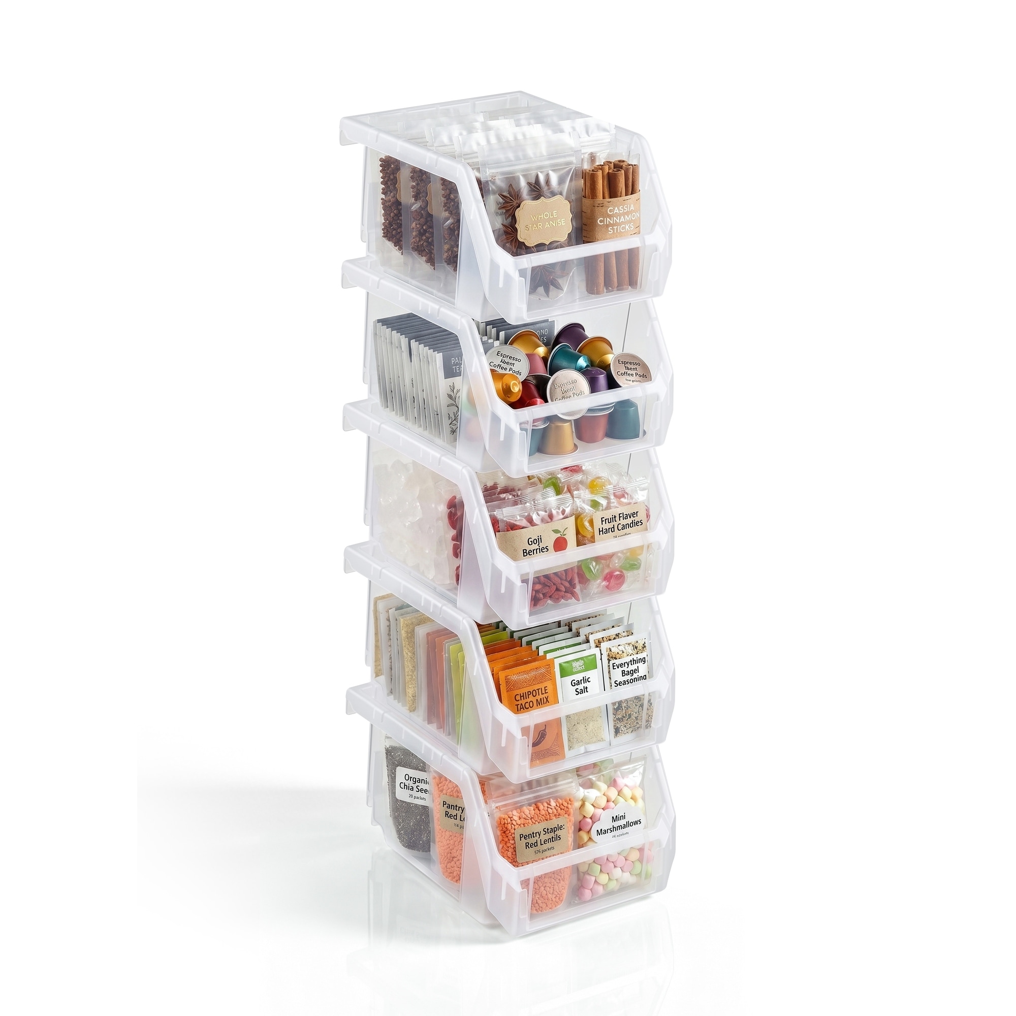 Sorbus Open Front Stackable Kitchen Storage Bin – Pantry & Cabinet Organizer