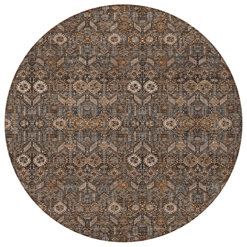 Basi Garden-Inspired Weather Resistant Versatile Elegance Round Outdoor Rug - 8' Round