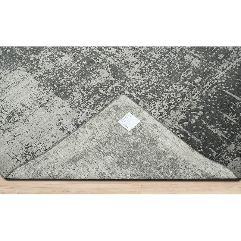 Hand Knotted Wool Transitional Oriental Area Rug Tone on Tone Gray - 8' x 9' 11''