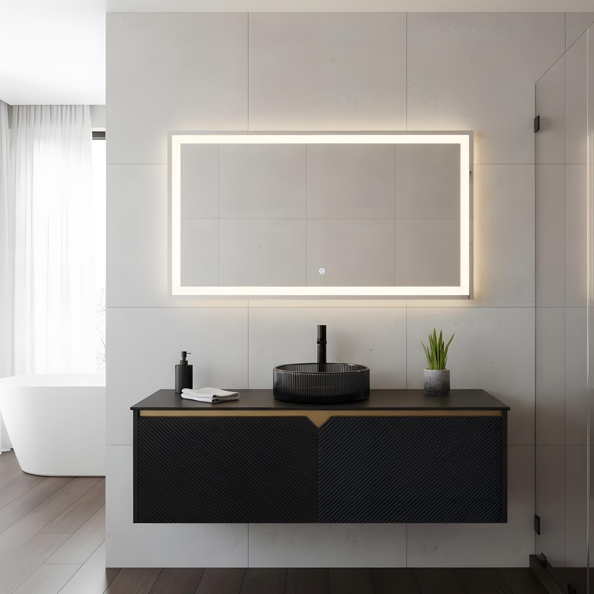 Wall-mounted Bathroom Vanity with Round Glass Basin