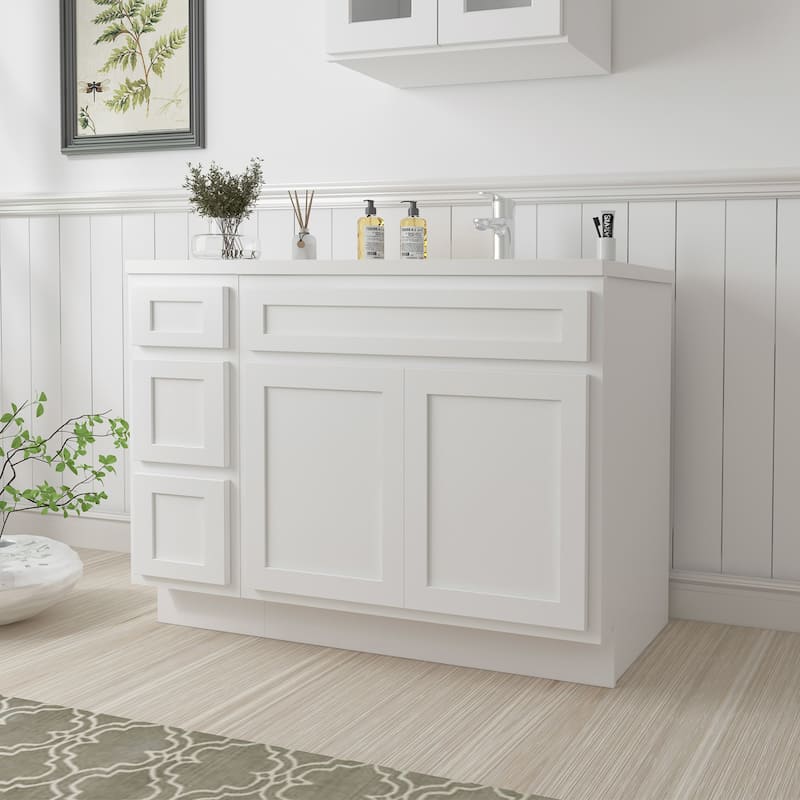 Vanity Art 51" Oak Freestanding Bathroom Vanity Cabinet without Top