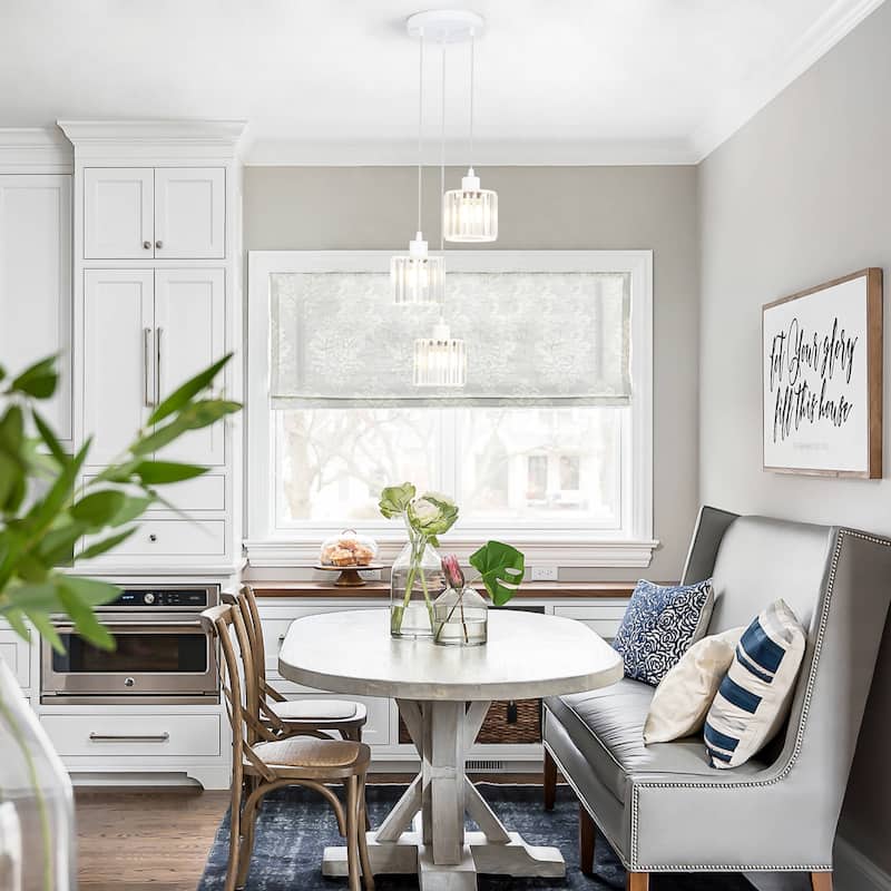 Modern 3-Light Crystal Chandelier, Kitchen Island Pendant Lights, Classic Semi Flush Mount Chandelier for Dining Room