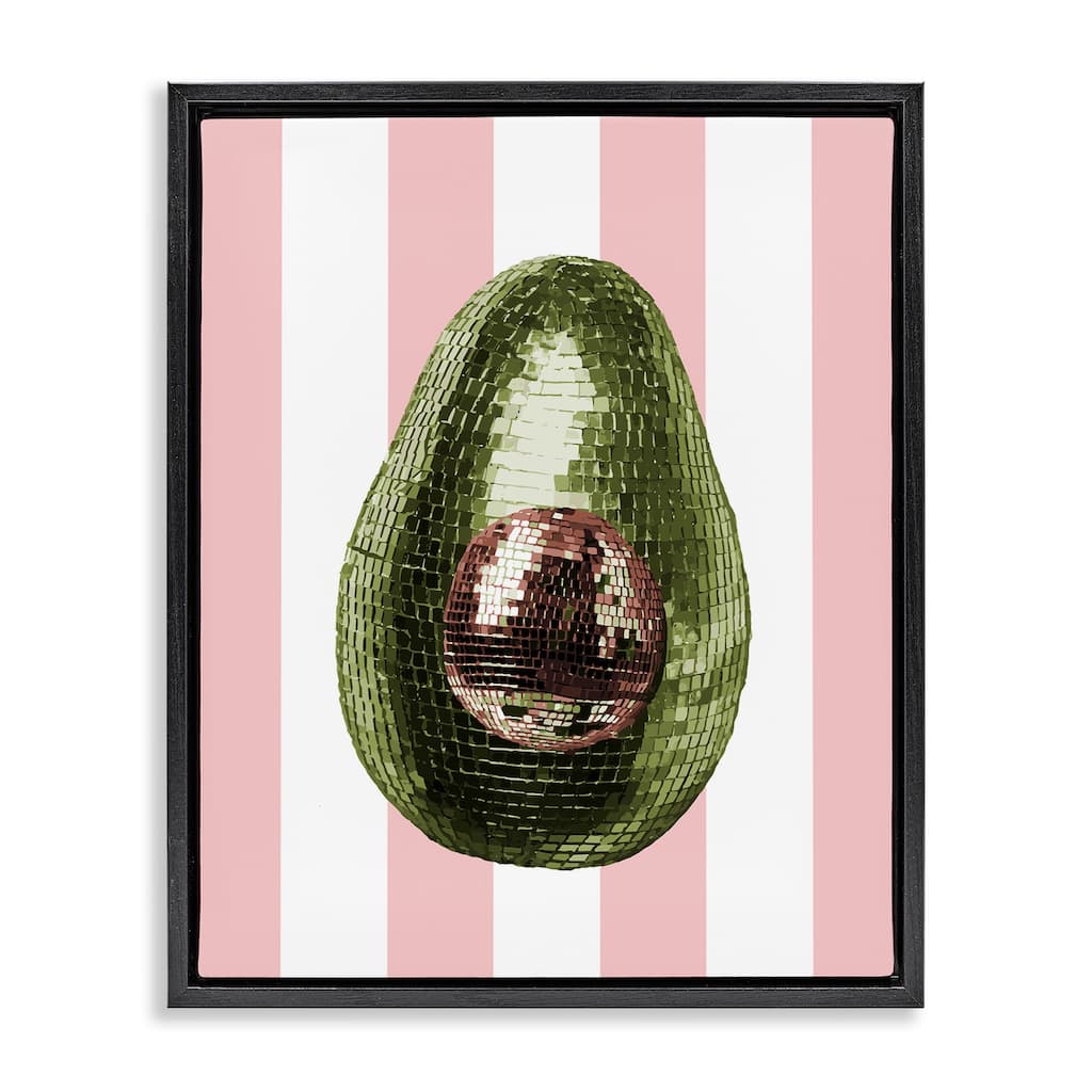 Stupell Disco Avocado on Pink Framed Floater Canvas Wall Art Design By Lil' Rue