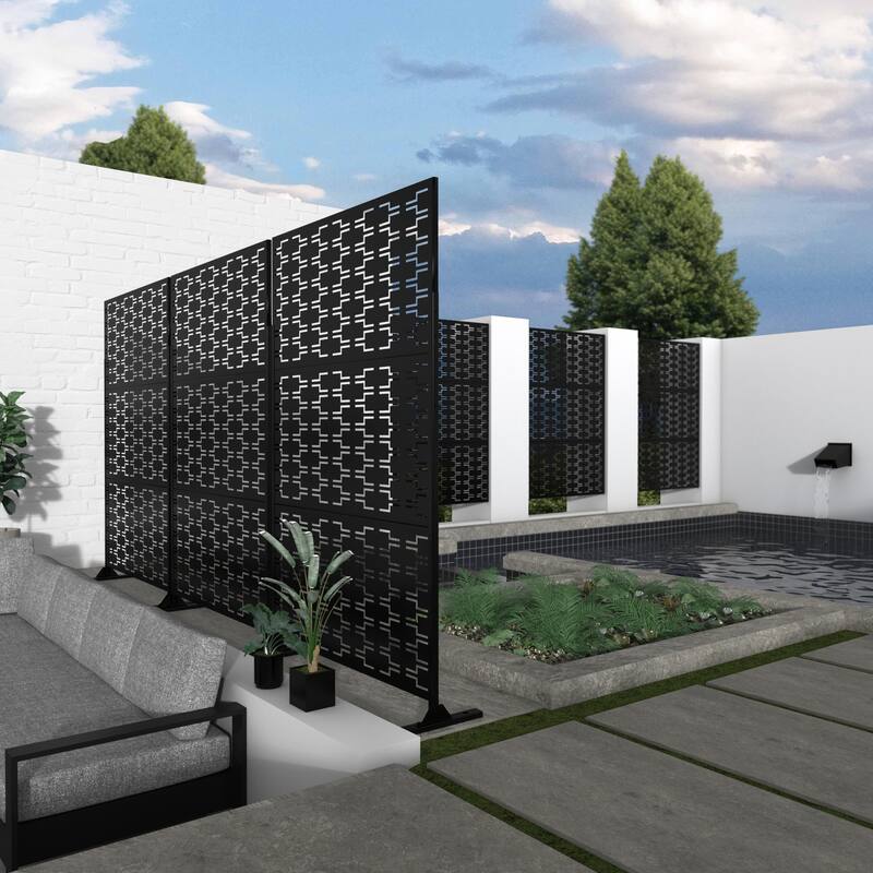 Metal Privacy Screen Panel Free Standing Bricks - 76x47