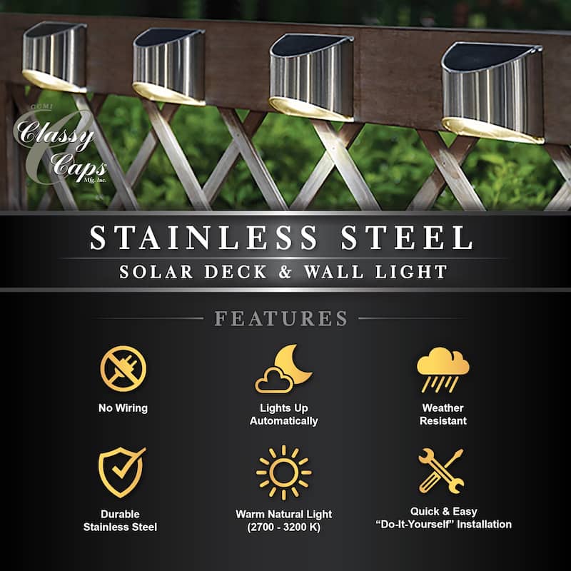 Classy Caps Stainless Steel Deck & Wall Light (2 pk)