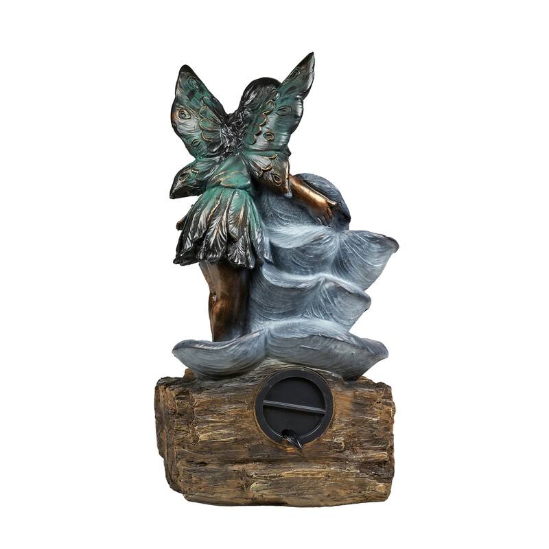 LED Lighted Pagoda Fairy on the Rock Waterfall Fountain - 31.25"