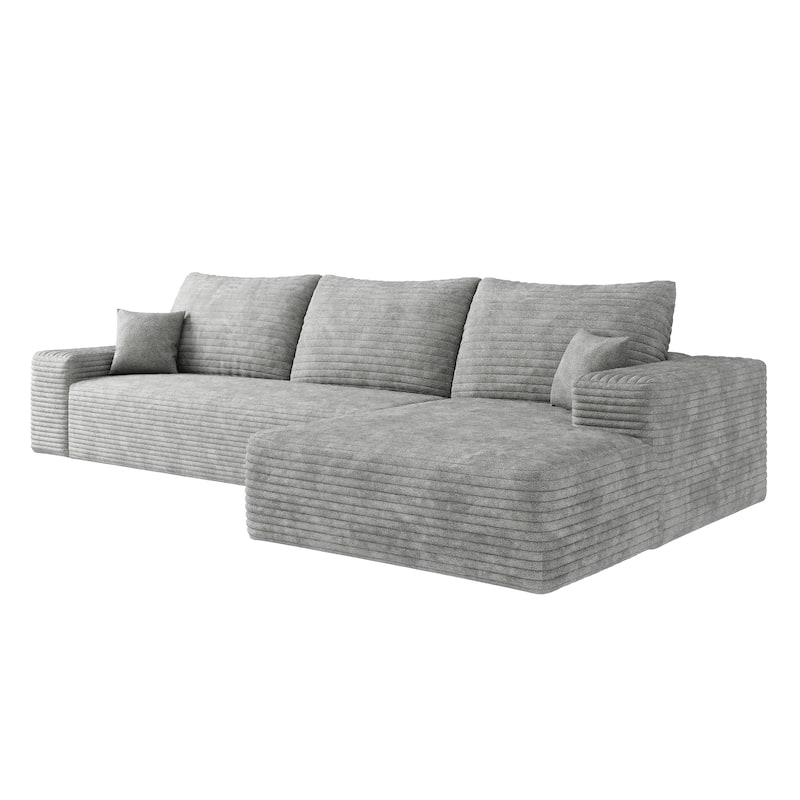 107" Cloud Chaise Sectional Sofa, Ergonomic Seat Tool-Free Assembly