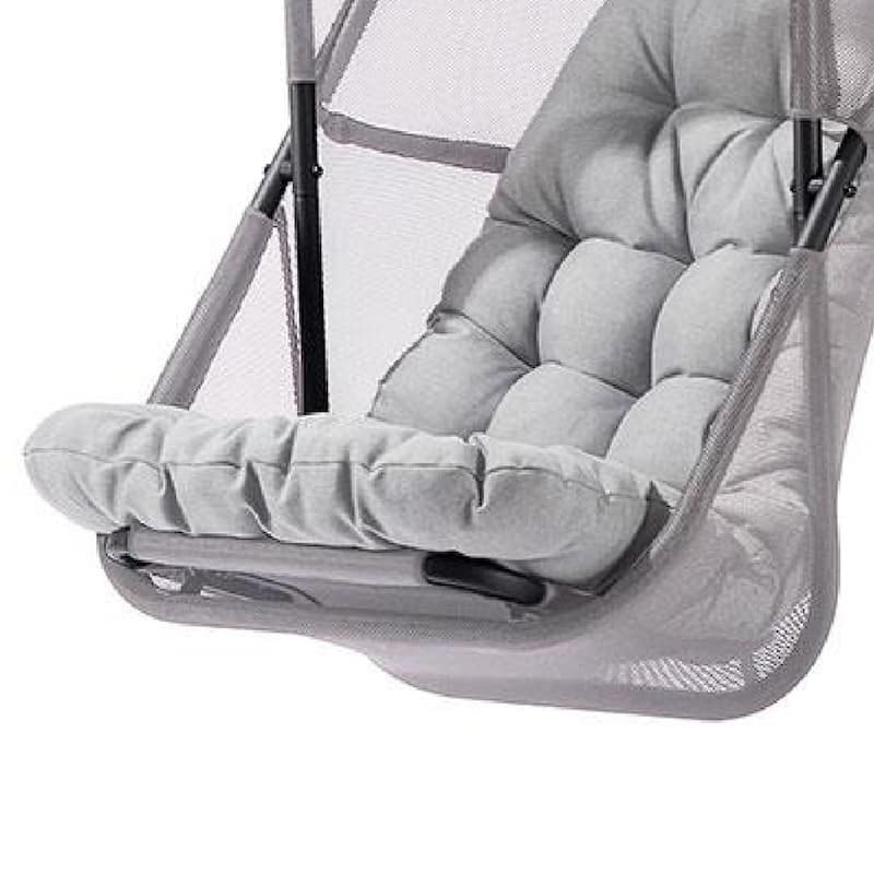 Bery Patio Hanging Swing Chair, Cushioned Light Gray Mesh