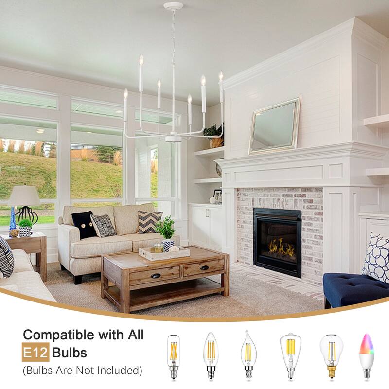 6-Light Candlestick Hanging Linear Chandelier Lighting Ceiling Light for Kitchen Island