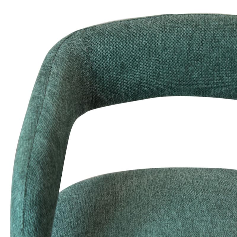 Modern Counter Height Bar Stool with Arms 25-Inch Low Back Upholstered Fabric Seat Metal Frame - 22" x 21" x 35"