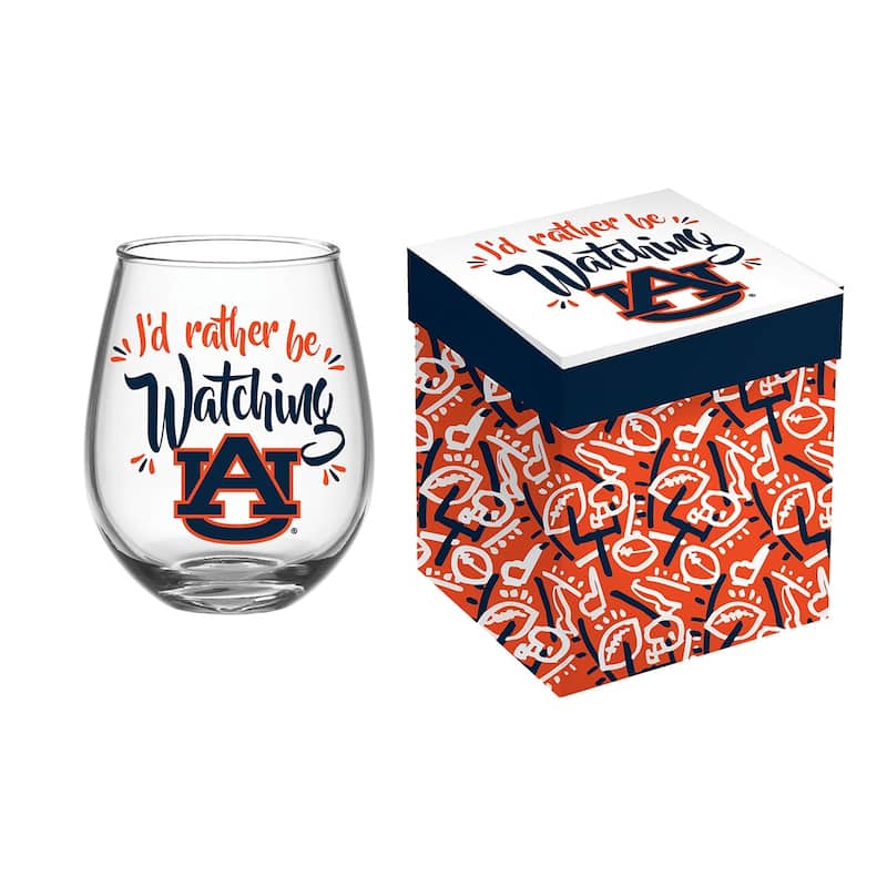 Auburn University, 17 oz Stemless Wine Glass w/ Gift Box