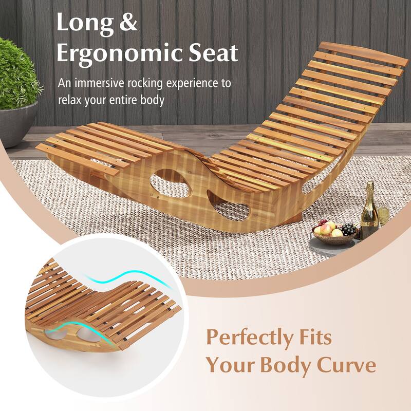 Gymax 2PCS Outdoor Chaise Lounge w/ High Back Slatted Seat Stopper