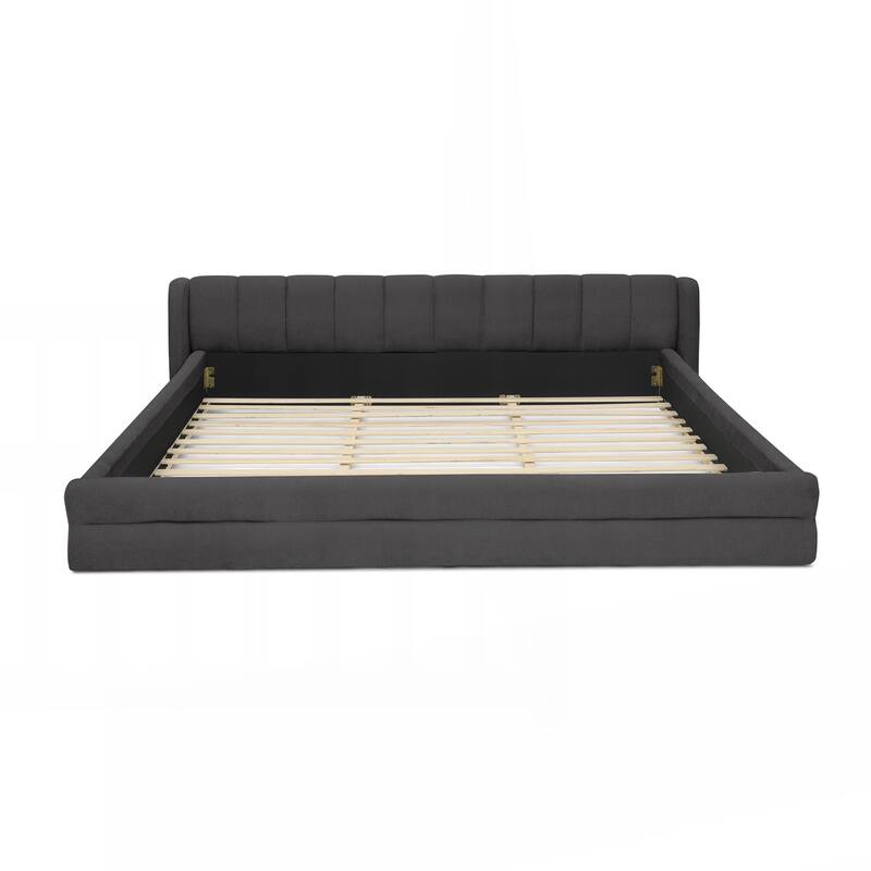 King Size Upholstered Bed Frame with Thick Fabric
