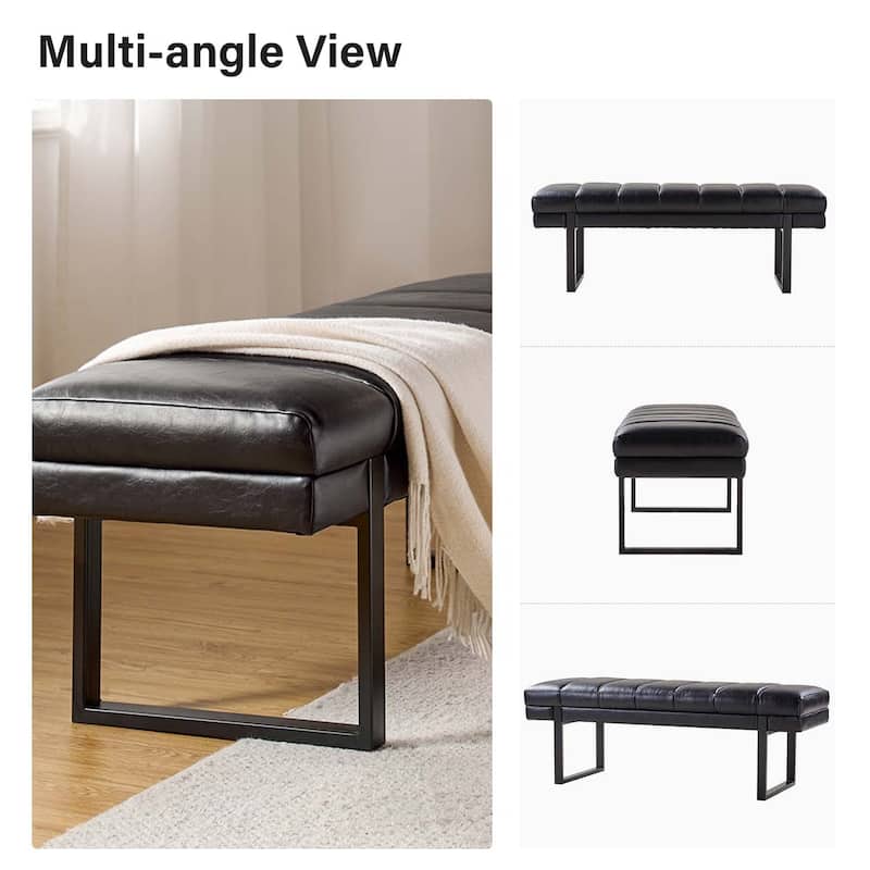 Laurens Modern 52.5'' Channel Tufted Bench with Mental Legs by HULALA HOME