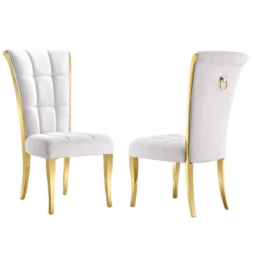 Luxury Velvet Upholstered Dining Chairs with Polished Gold Metal Legs