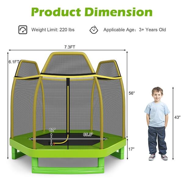 7FT Kids Trampoline Outdoor Indoor Recreational Bounce Jumper