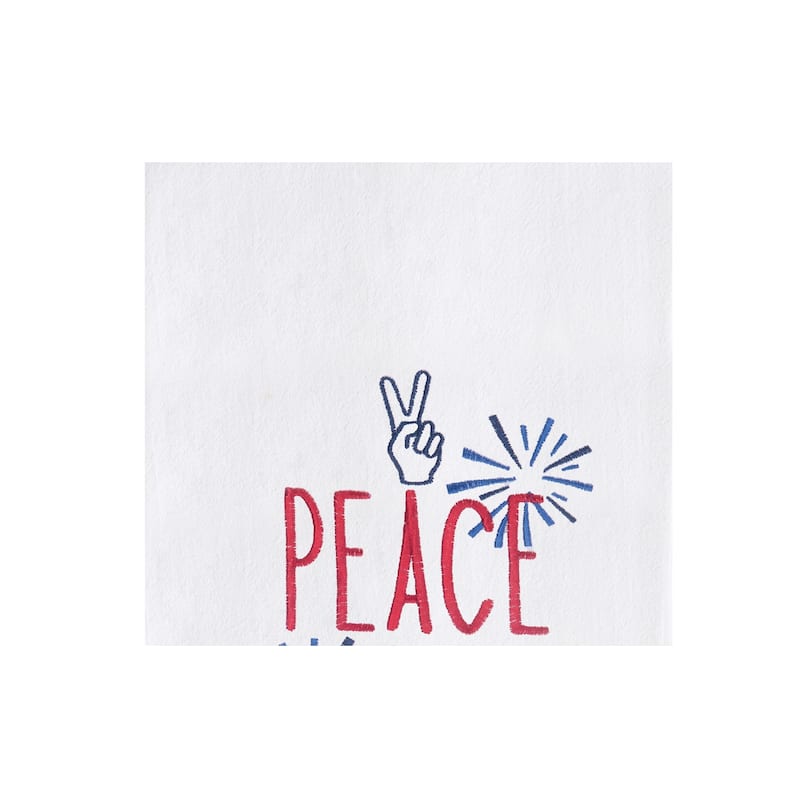 Peace Love Fireworks Embroidered Cotton Flour Sack Kitchen Towel Patriotic Dishtowel Decoration