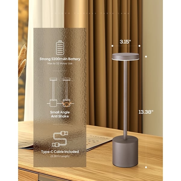 dimension image slide 0 of 2, Cordless LED Desk Lamp, Table Lamp with 3 Colors