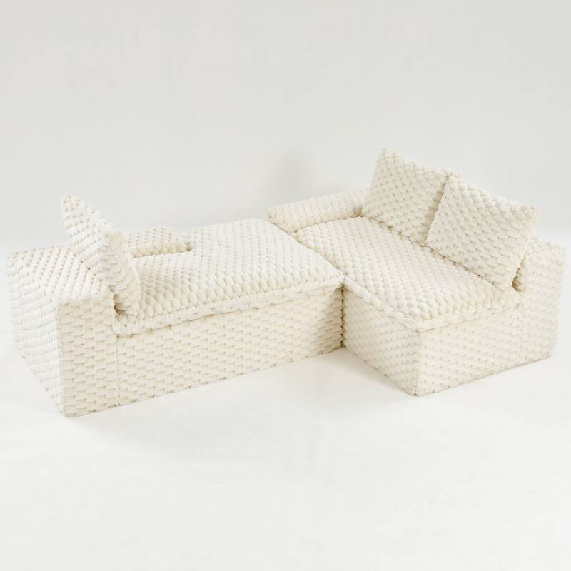 Versatile Turtle Velvet Sectional Sofa with Loveseat Couch and Chaise Lounge, Free Combination Modular Compressed Couch