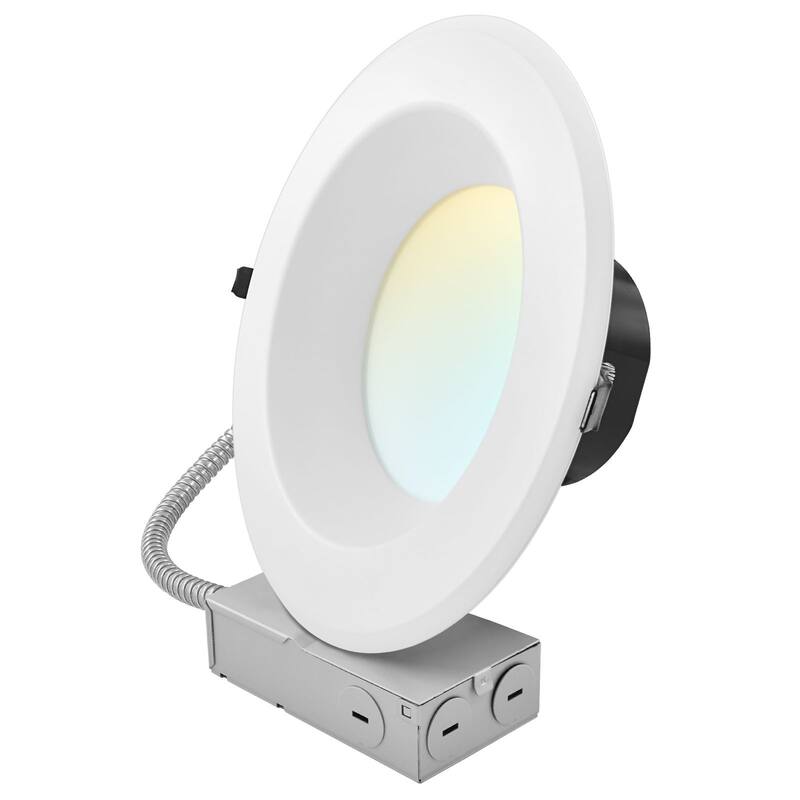 LUXRITE 10 in. Commercial LED Recessed Light J-Box 5CCT 24/30/37W Dimmable 2800/3500/4500LM 120-277V Wet Rated - 5CCT (2700K/3000K/3500K/4000K/5000K)