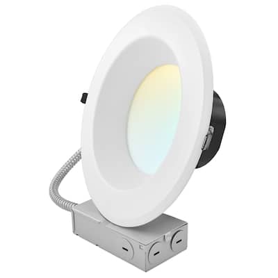 LUXRITE 10 in. Commercial LED Recessed Light J-Box 5CCT 24/30/37W Dimmable 2800/3500/4500LM 120-277V Wet Rated