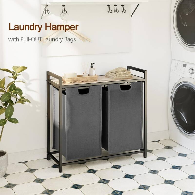 Laundry Hamper with 2 Section - 28.74"L x 11.81"W x 28.54"H