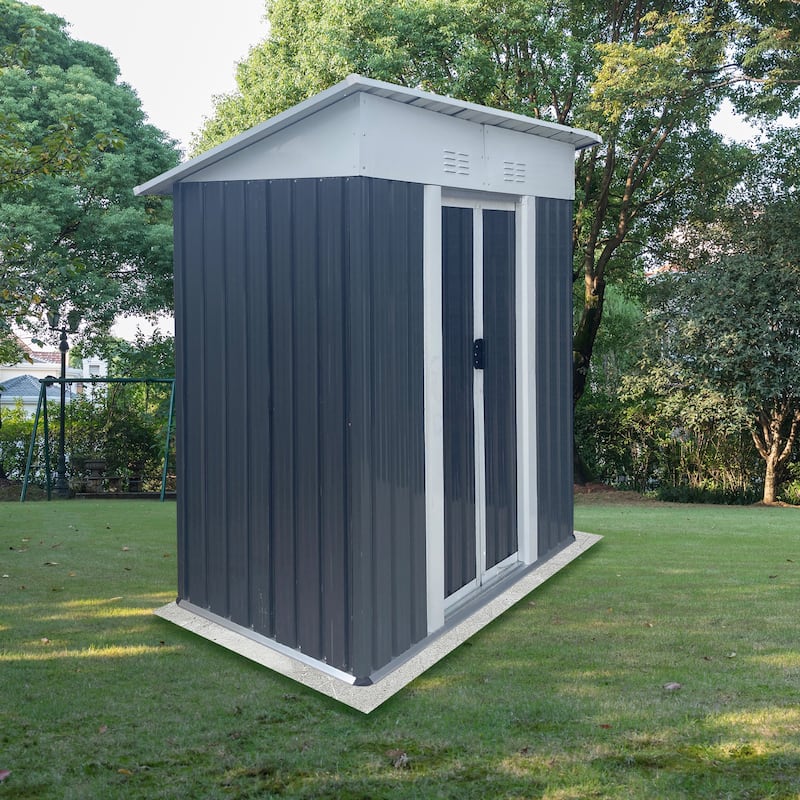5X3 Feet Small Mini Outdoor Storage Sheds Pent Roof With Aluminum Alloy Frame And Sliding Door