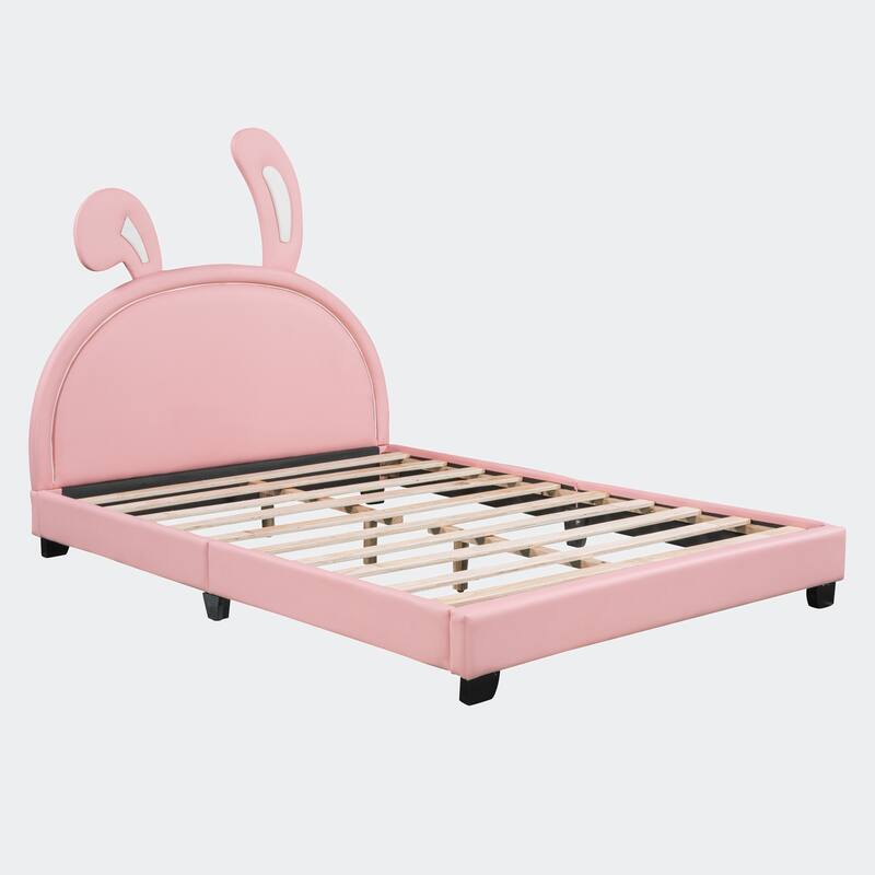 Full Size Upholstered Leather Platform Bed