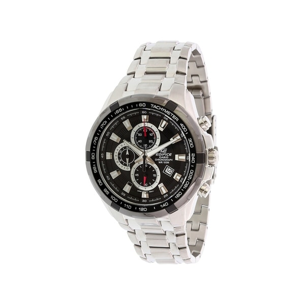 casio edifice black stainless steel