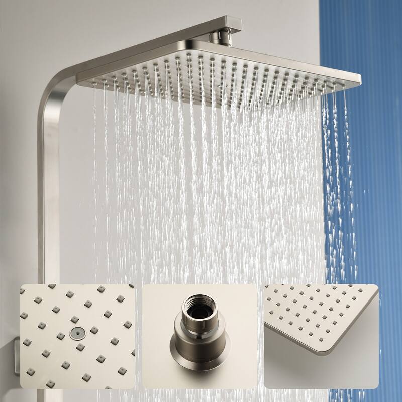 46"H 3-Function Stainless Steel Wall-Mounted Shower System