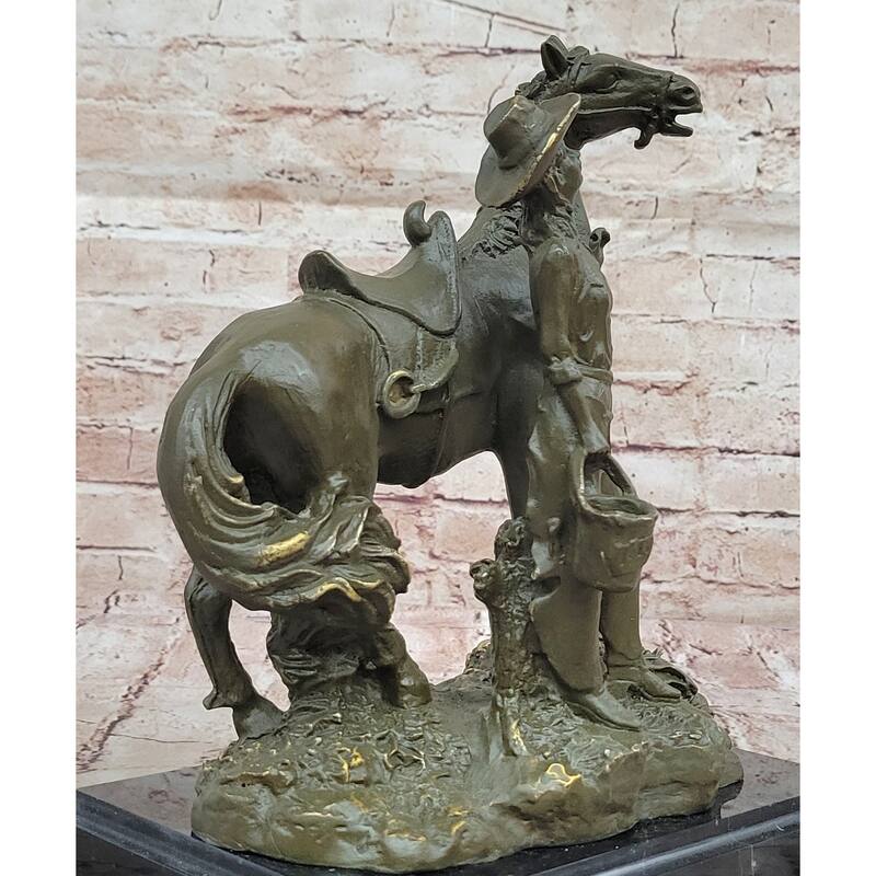Cowgirl With Rearing Horse Bronze Sculpture - Western Ranch Equestrian Art