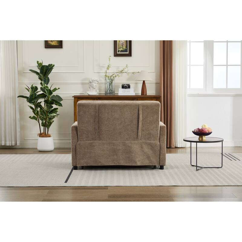 Pull-Out Sofa Bed Daybed, Lounge Chaise Loveseat with Adjustable Backrest, Convertible Sleeper Sofa with USB Charging