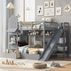 preview thumbnail 61 of 68, Merax Castle Style Bunk Bed with 2 Drawers 3 Shelves and Slide Grey - Full