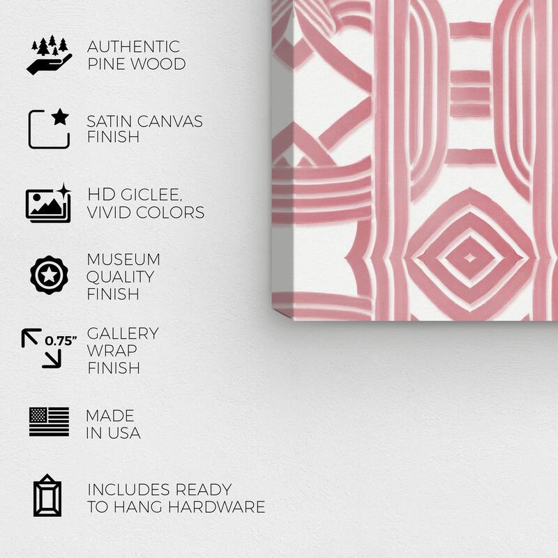 Wynwood Studio Canvas Abstract Knotted I Red and Light Red Traditional Wall Art Canvas Print