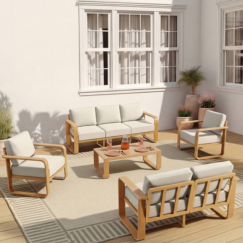 Spruce & Spring Outdoor Patio Furniture Set Aluminum Sofa Accent Chair