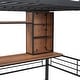 preview thumbnail 3 of 9, Black Metal & Wood Full Size Loft Bed with Long Desk, Storage Shelves and Ladder, Full Length Guardrail, No Box Spring Required
