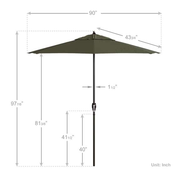 dimension image slide 17 of 20, North Bend 7.5 Crank Lift Auto Tilt Patio Umbrella with Outdoor Rated Olefin Fabric by Havenside Home