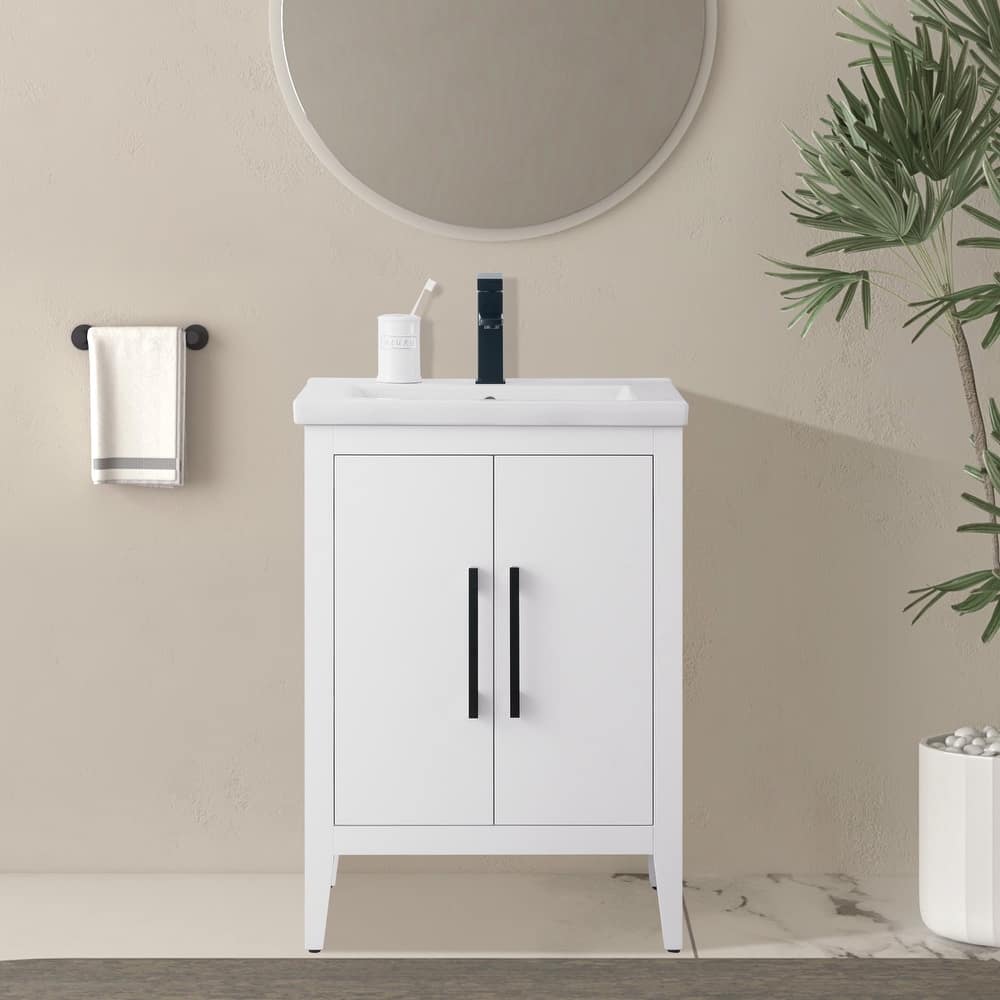 Vanity Art 20" or 24" or 30" Single Sink Bathroom Vanity Cabinet with Ceramic Top