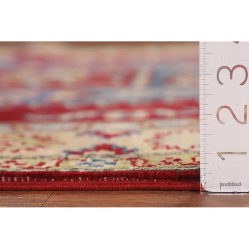 Traditional Kazak Oriental Area Rug Handmade Geometric Red Wool Carpet - 4'3" x 6'4"