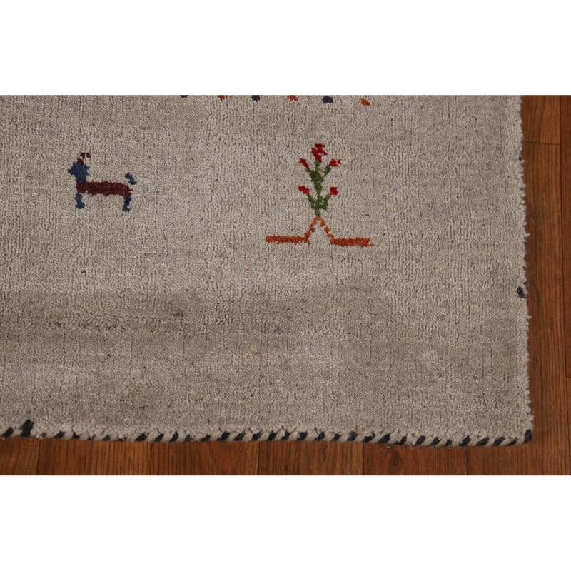 Gabbeh Oriental Area Rug Hand-Knotted Orange Wool Carpet - 5'9" x 7'8"