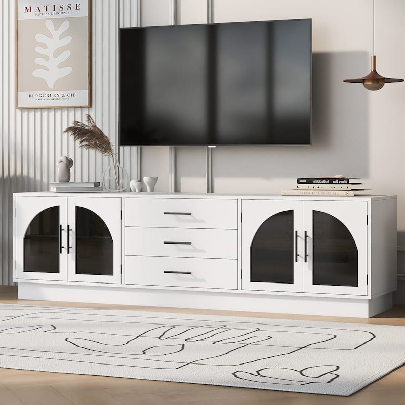 68.9" Floor TV Console Table with 3 Drawers, Entertainment Center Media Cabinet with Adjustable Shelves for TVs up to 75'' - White